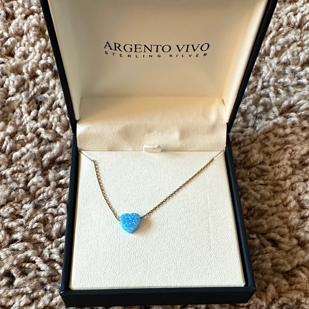 Argento Vivo Silver Necklace with Vibrant Blue Heart Pendant